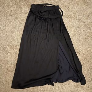 Silky Navy Blue Maxi Skirt